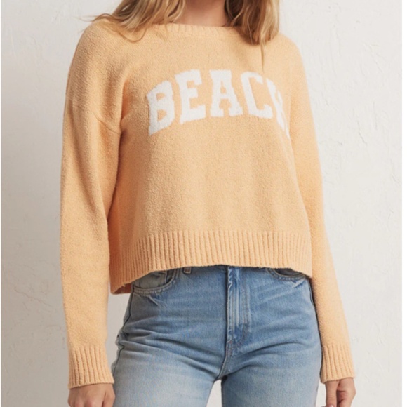 NWT Z SUPPLY OVERSIZED ORANGE CREAM BEACH SWEATER - Picture 1 of 10